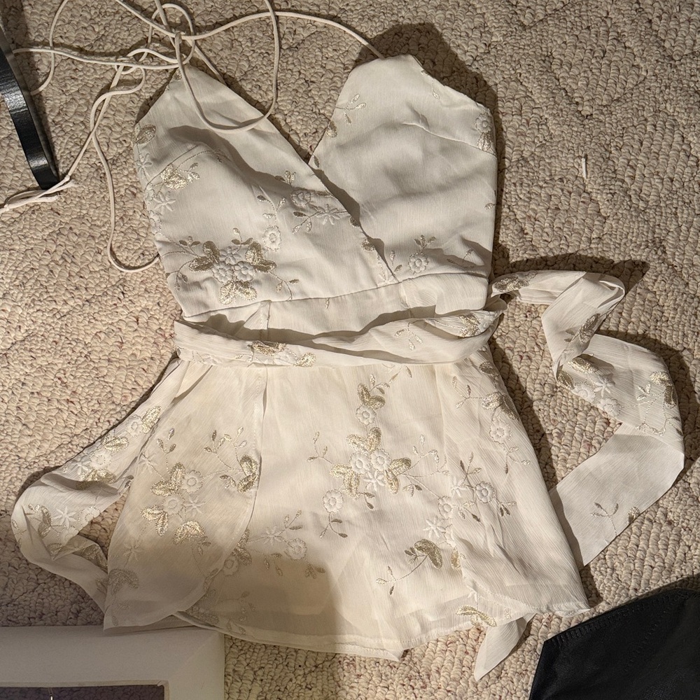 Floral Embroidered Wrap play suit